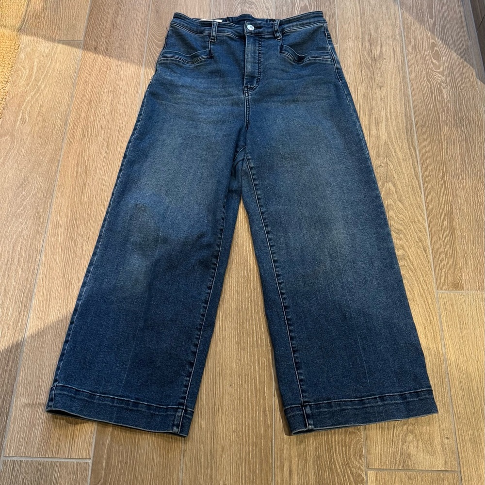 Free People WE THE FREE CRVY High-Rise Lace-Up Back Crop Flare Jeans Size 29